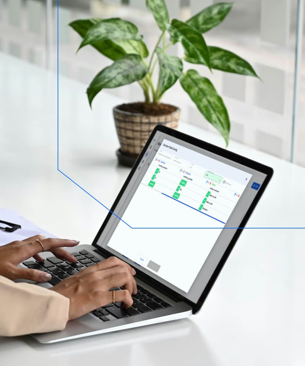 User interacting with a visual workflow editor in a modern workspace – Neutrinos